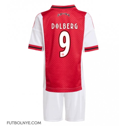 Camiseta Ajax Kasper Dolberg #9 Primera Equipación para niños 2025-26 manga corta (+ pantalones cortos)